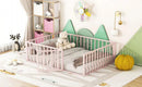 Metal Floor Bed Frame With Fence And Door by HouseOfZazla