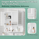 Wall Mounted Mirror Medicine Cabinet, Bathroom Storage With Doors And Open Shelves