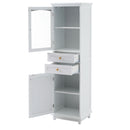 Tall Bathroom Storage Cabinet With Glass Doors, Free-Standing, Two Drawers, And Adjustable Shelves, Board, Painted Perfect For Displaying Your Favorite Items by HouseOfZazla