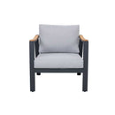 Nova 4-Piece Aluminum & Teak Sofa Set with Stationary Chairs