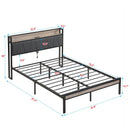 Modern Bed Frame With LED Lights, Upholstered Headboard, USB Charging by HouseOfZazla