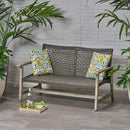 Hampton Outdoor Wood and Wicker Loveseat - Gray by HouseOfZazla