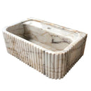 Calacatta Gold White Marble Vanity Sink With Fluted Design