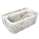 Calacatta Gold White Marble Vanity Sink With Fluted Design