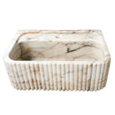 Calacatta Gold White Marble Vanity Sink With Fluted Design
