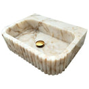 Handcrafted Fluted Calacatta Gold Marble Vessel Bathroom Sink