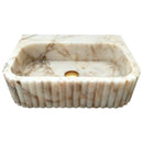 Handcrafted Fluted Calacatta Gold Marble Vessel Bathroom Sink
