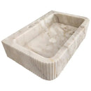 Calacatta Gold Fluted Marble Wall Mount Bathroom Sink 18x30 Inch