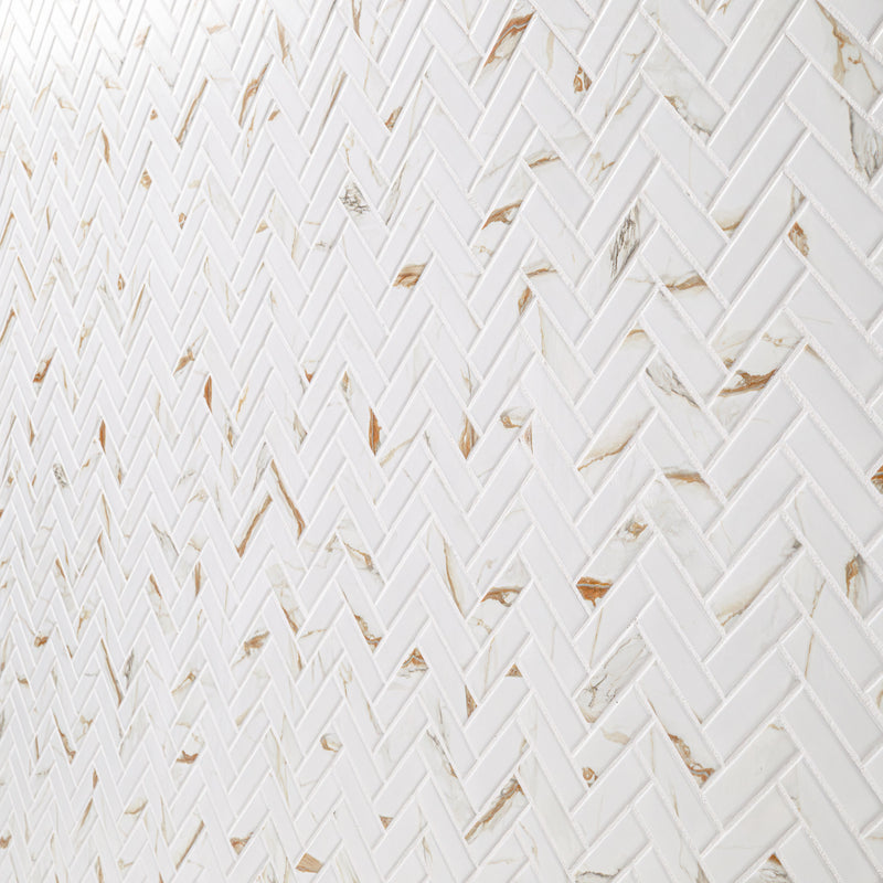 MSI Calacatta Gold Matte 1x3 Herringbone, photo 3 of 10