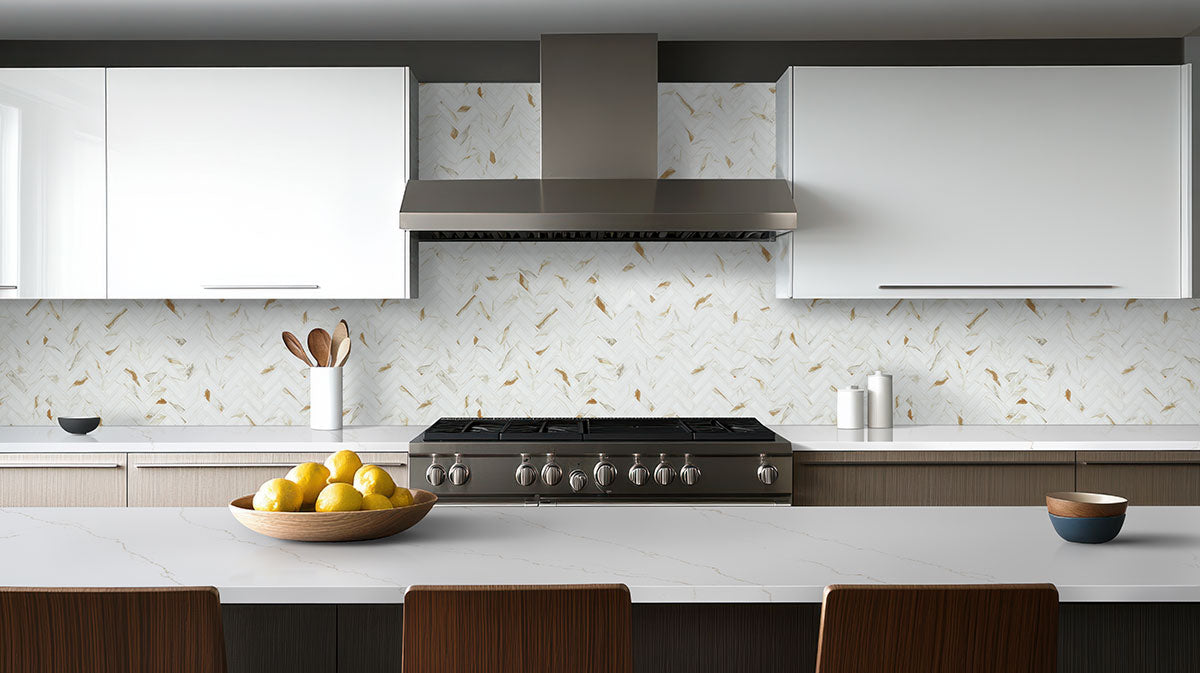 MSI Calacatta Gold Matte 1x3 Herringbone, photo 5 of 10
