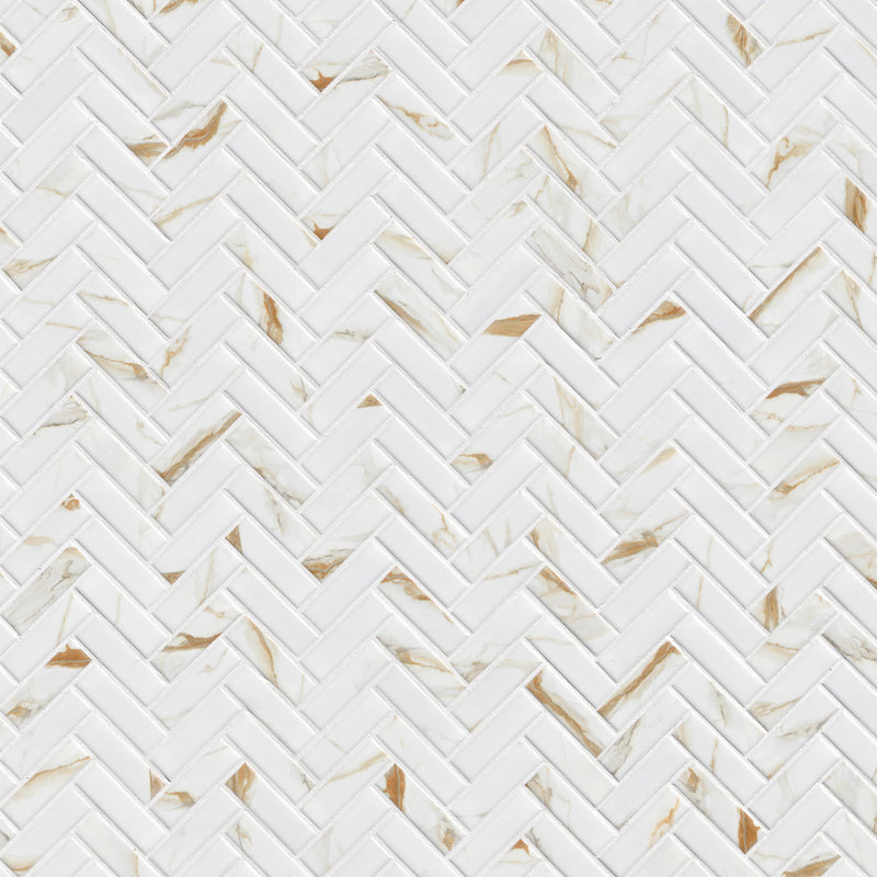 MSI Calacatta Gold Matte 1x3 Herringbone, photo 2 of 10