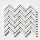 Calacatta T Honed Herringbone 5/8x3 Marble Mosaics 10 7/16x12 13/16