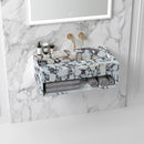 Calacatta Viola Marble Wall-mount Bathroom Sink Hidden Drain with Storage (W)18" (L)40" (H)12"