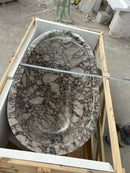 Calacatta Viola Bathtub Hand-carved from Solid Marble Block (W)32" (L)60" (H)20"