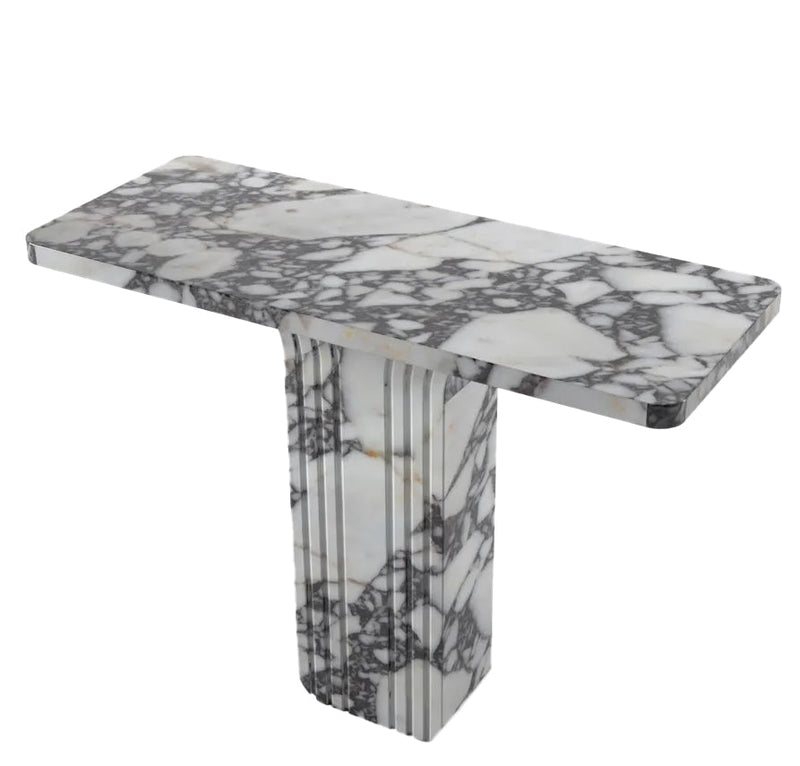 Calacatta Viola Marble Designer Console Polished (W)15" (L)40" (H)32" angle view