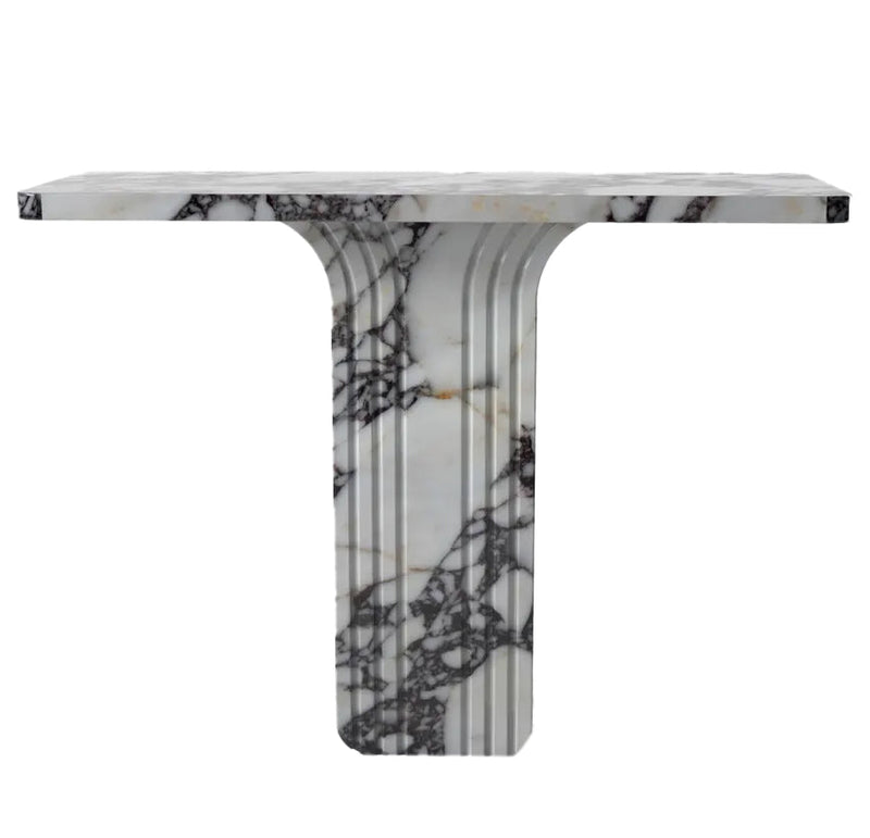Calacatta Viola Marble Designer Console Polished (W)15" (L)40" (H)32" front view