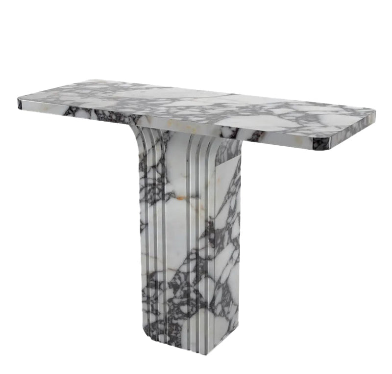 Calacatta Viola Marble Designer Console Polished (W)15" (L)40" (H)32" angle view