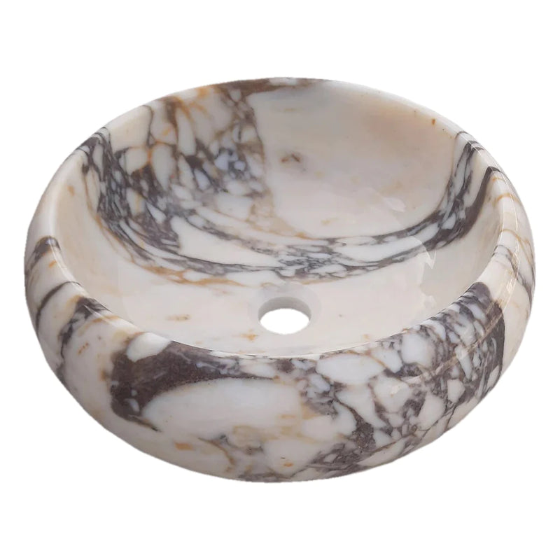 Calacatta Viola Marble Above Vanity Round Bathroom Sink Polished (D)16" (H)6"