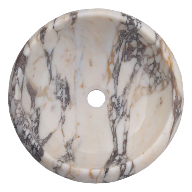 Calacatta Viola Marble Above Vanity Round Bathroom Sink Polished (D)16" (H)6"