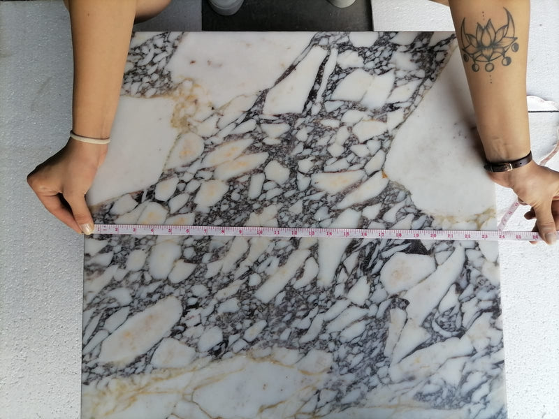 Calacatta Viola Marble Rectangular Prism Block Design Coffee Table (W)24" (L)24" (H)12" top measure view