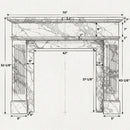 Technical drawing of a marble fireplace with dimensions