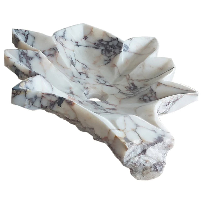 Calacatta Viola Marble Leaf Design Above Vanity Bathroom Sink Honed