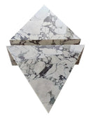Calacatta Viola Marble Coffee Table Polished Triangular Design Handcrafted Set of Two