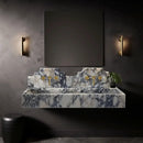 Dual Fluted Calacatta Viola Marble Vanity Sink 20x55 Wall Mount