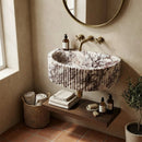 Custom Fluted Wall Mount Calacatta Viola Marble Bathroom Sink 16x24