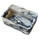 Hand Sculpted Polished Calacatta Viola Fluted Marble Wall Mount Rectangular Bathroom Sink White Gray