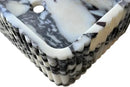 Hand Sculpted Polished Calacatta Viola Fluted Marble Wall Mount Rectangular Bathroom Sink White Gray