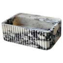 Hand Sculpted Polished Calacatta Viola Fluted Marble Wall Mount Rectangular Bathroom Sink White Gray