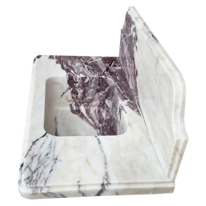 Calacatta Viola Marble Wall-mount Bathroom Sink with 10" Backsplash (W)16" (L)30" (H)8"