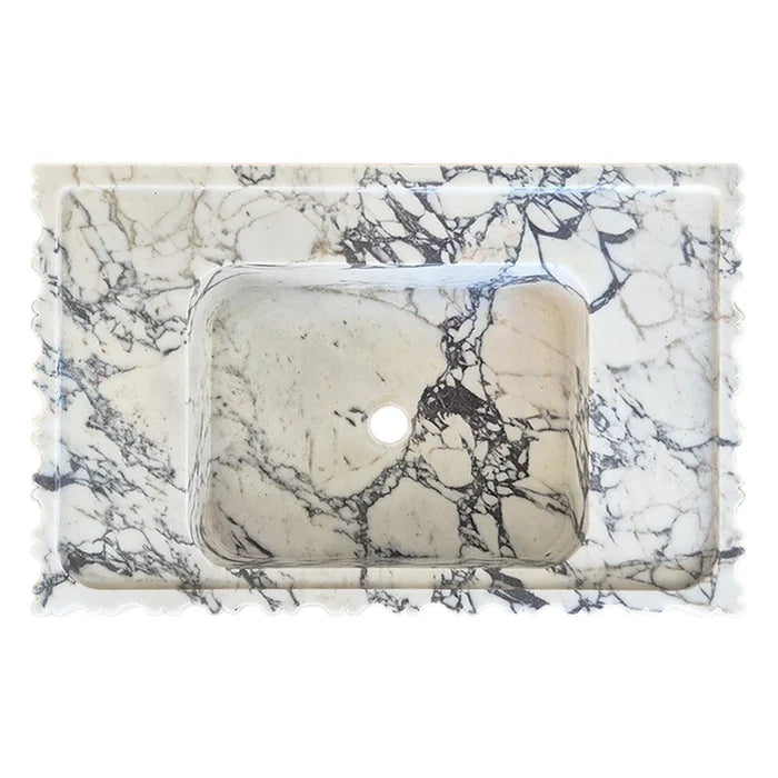 Calacatta Viola Marble Wall-mount Bathroom Vanity Sink U form Fluted (W)18" (L)28" (H)6"