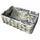 Calacatta Viola Wall Mount Bathroom Vanity Marble Sink White Gray Fluted Design 19x31 Inches