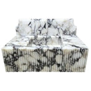 Fluted White Wall Mount Marble Vanity Sink Gray Veining With Backsplash