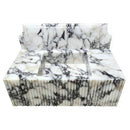 Fluted White Wall Mount Marble Vanity Sink Gray Veining With Backsplash