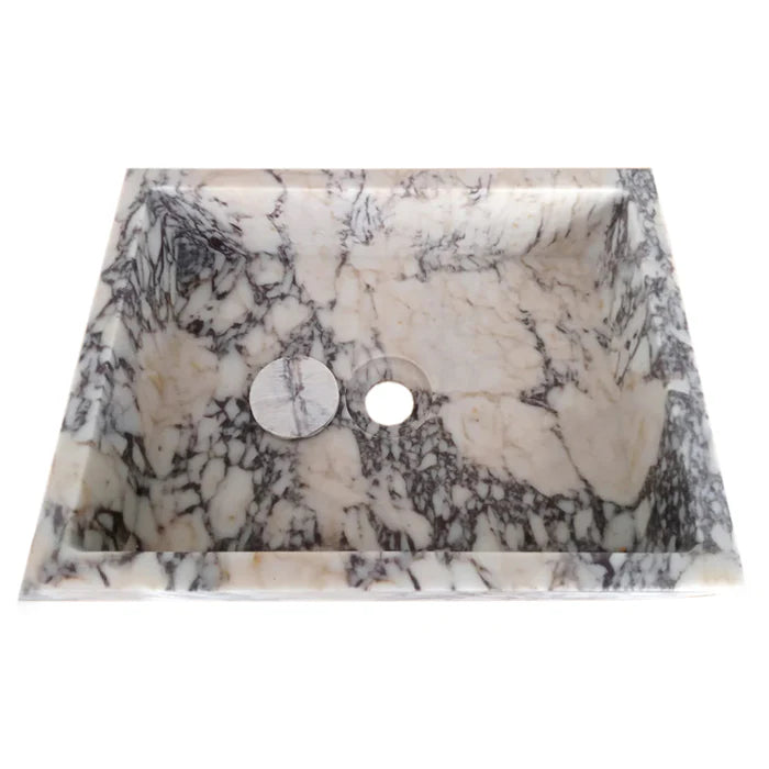 Calacatta Viola Marble Rectangular Wall-mount Bathroom Sink Drain Cap (W)14" (L)18" (H)5"