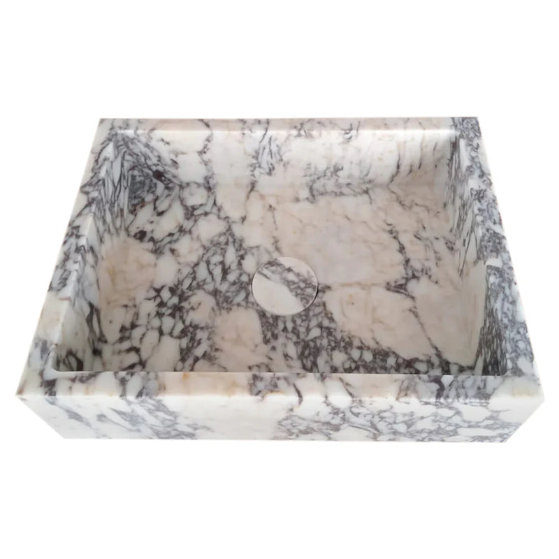 Calacatta Viola Marble Rectangular Wall-mount Bathroom Sink Drain Cap (W)14" (L)18" (H)5"