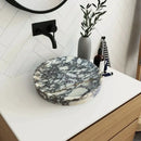 Round Polished Calacatta Viola Marble Bathroom Vessel Sink