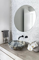 Calacatta Viola Round Marble Vessel Sink 16 Inch Polished Bathroom