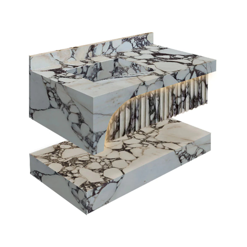 Calacatta Viola Marble Wall-mount Bathroom Sink Hidden Drain Set of 2