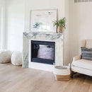 Afyon White Marble Art Deco Fireplace Mantel - Polished Finish 8 x 60 x 47 Inches