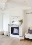 Afyon White Marble Art Deco Fireplace Mantel - Polished Finish 8 x 60 x 47 Inches