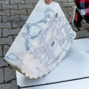 Custom Calacatta Viola Marble Corner Wall Mount Sink With Ribbed Texture 20x20 Inches