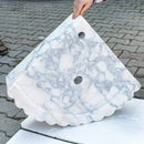Custom Calacatta Viola Marble Corner Wall Mount Sink With Ribbed Texture 20x20 Inches