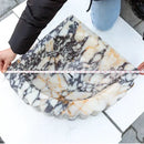 Custom Calacatta Viola Marble Corner Wall Mount Sink With Ribbed Texture 20x20 Inches