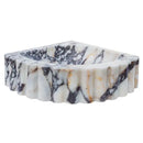 Custom Calacatta Viola Marble Corner Wall Mount Sink With Ribbed Texture 20x20 Inches