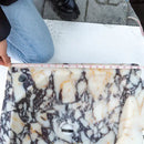Custom Calacatta Viola Marble Corner Wall Mount Sink With Ribbed Texture 20x20 Inches