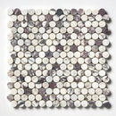 Calacatta Violet Honed Penny Round Marble Mosaics 11 1/4x11 3/4